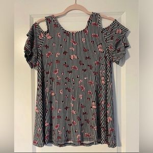 Women’s Black Stripped Butterfly Top- Size XS